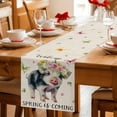 thumbnail image 4 of Spring Pig Cotton Linen Table Runner for Dining Kitchen, Butterfly Botanical Floral Rustic Wedding Outdoor Party Tablerunners Decoration, Dresser Scarf Coffee Tablecloth Runners 13x72 Inches, 4 of 8