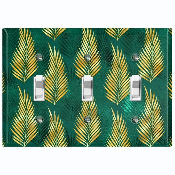 Metal Light Switch Plate Cover Tropical Jungle Palm Leaves Yellow Green JGL003