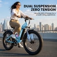 thumbnail image 5 of ESKUTE C300 1500W Electric Bike for Adults, 48V 20.8Ah Battery, 32MPH, 80 Miles Range, 26"x4.0" Fat Tire Step-Thru Ebike, Full Suspension Electric Bicycle, 8-Speed Blue, UL2849, 5 of 9
