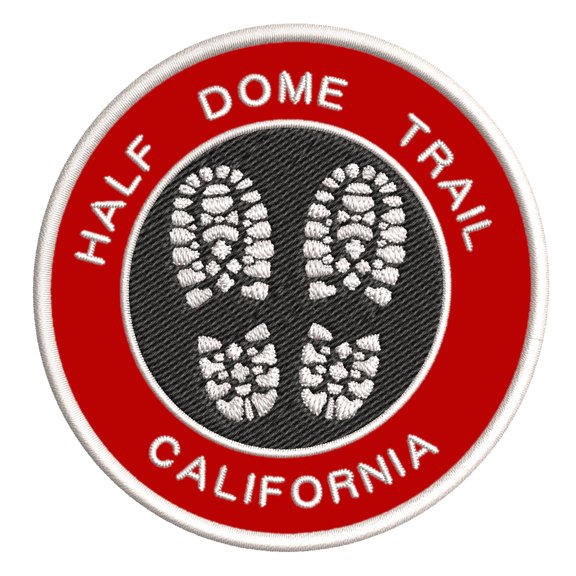 Go Trekking! At Half Dome Trail, California 3.5 Inch Iron Or Sew On Embroidered Fabric Badge Patch Hiking Trails Iconic Series