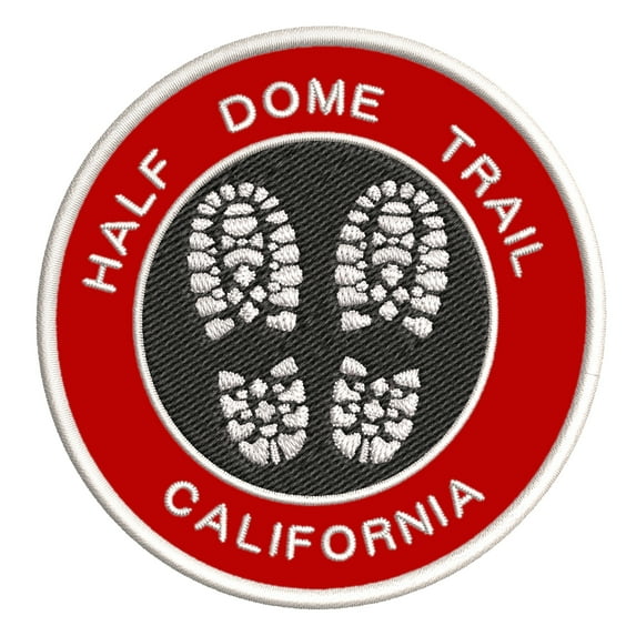 Go Trekking! At Half Dome Trail, California 3.5 Inch Iron Or Sew On Embroidered Fabric Badge Patch Hiking Trails Iconic Series