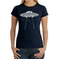 thumbnail image 1 of LA Pop Art Women's Word Art T-Shirt - Flying Saucer UFO, 1 of 2