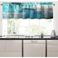 thumbnail image 6 of Turquoise and Grey Kitchen Valances for Windows Teal Abstract Art Half Kitchen Valance Curtains Modern Window Treatment Valances for Living Room Bedroom Bathroom Decor (18"W x 52"L, Turquoise Grey), 6 of 6