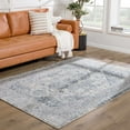 thumbnail image 5 of Hauteloom Peeta Boho Faded Vintage Look Oriental Medallion Area Rug - Farmhouse Traditional Floral Carpet for Living Room, Bedroom, Dining Room - Cream, Gray, Blue - 6'7" x 9', 5 of 9