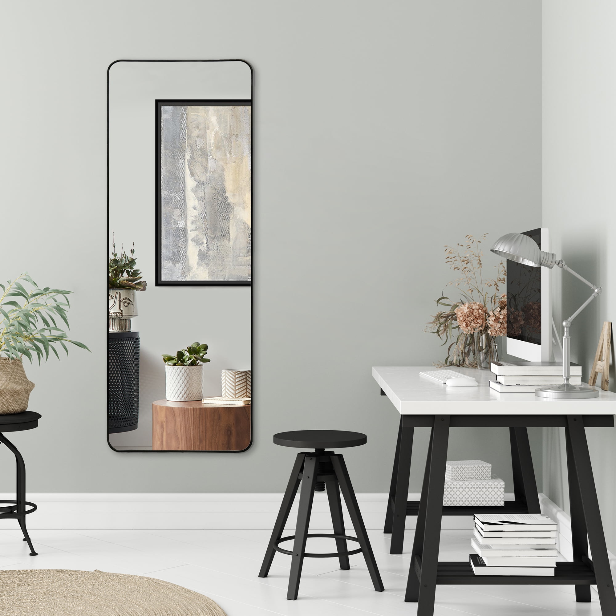 Americanflat Full Length Wall Mirror - 22" x 59" Large Full Body Mirror for Bedroom, Living Room - 5ft Long Wall Rectangular Mounted Mirror, , Black