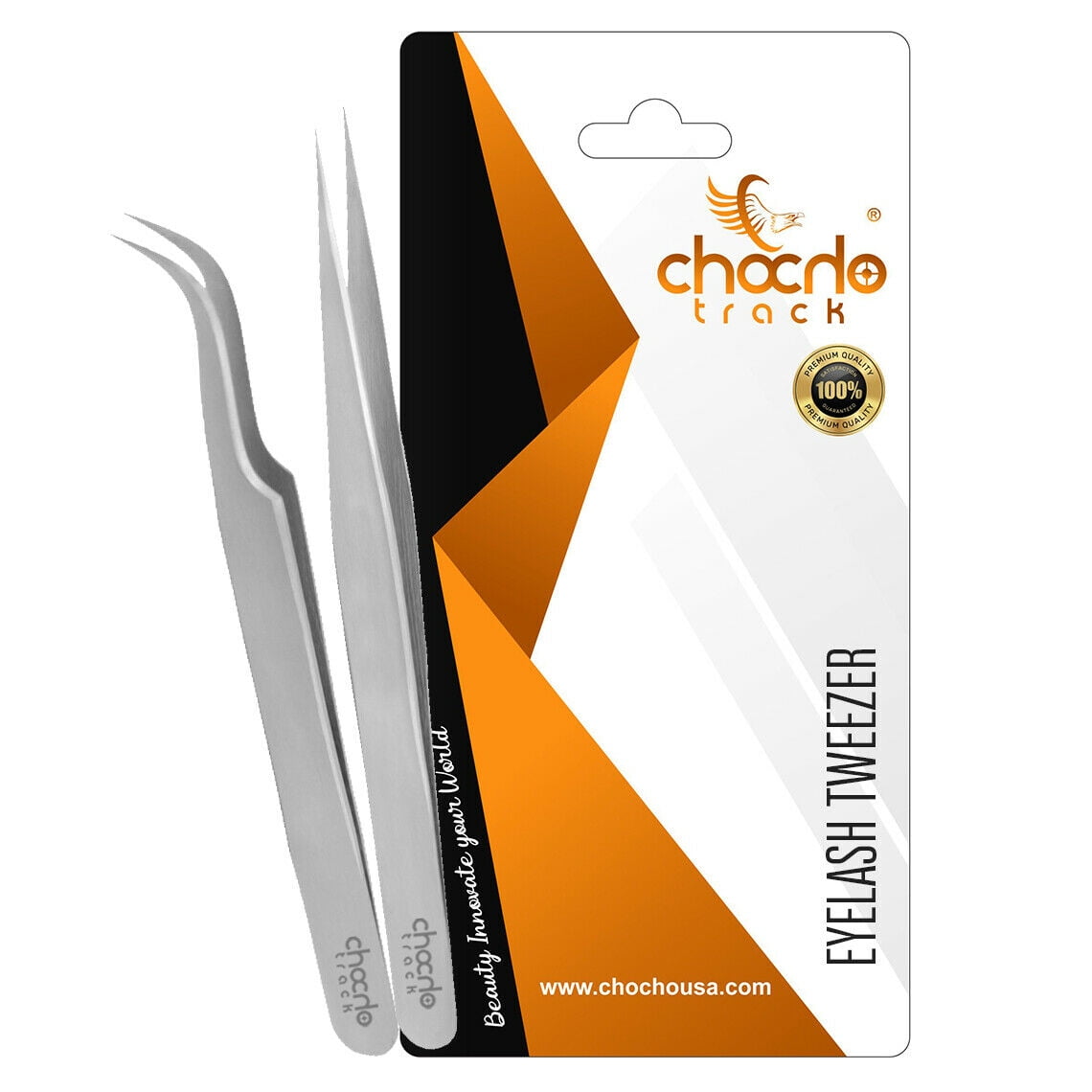 hoCho Track Eyelash Tweezers Straight & Curved Extension Volume Lash For Profes