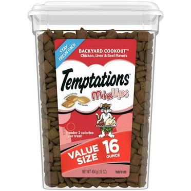 Temptations Mixups Backyard Cookout Flavor Crunchy And Soft Dry Cat Treats, 16 Oz Tub
