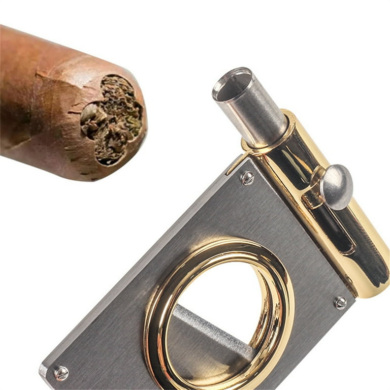 cigarettes cutter Stainless Steel Multifunctional Cigar Cutter with Puncher Scissors Cigar  Clipper Smoking Accessories Christmas Dad's Gift (Silver)