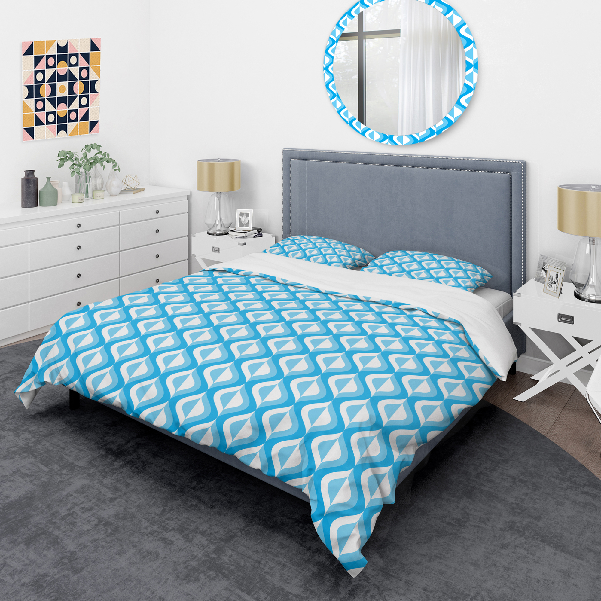 Designart 'Retro Pattern Abstract Design VI' Mid-Century Modern Duvet Cover Set