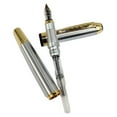 thumbnail image 3 of Fountain Pen, Medium Point, Glossy Silver Lacquer with Gold Trim, 3 of 3