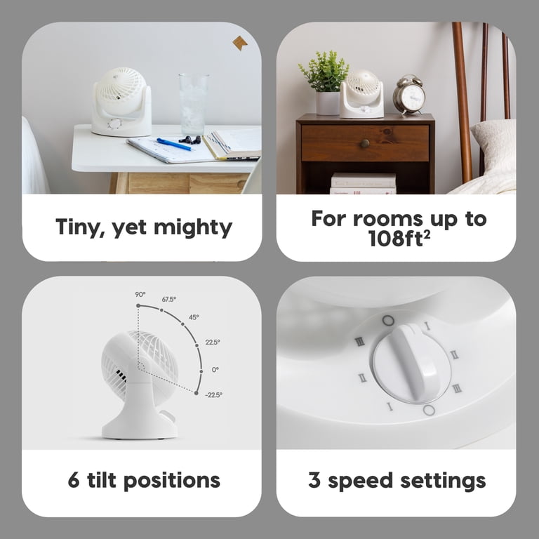 IRIS WOOZOO Mini Desk Fan, 3 Speeds, White photo 2