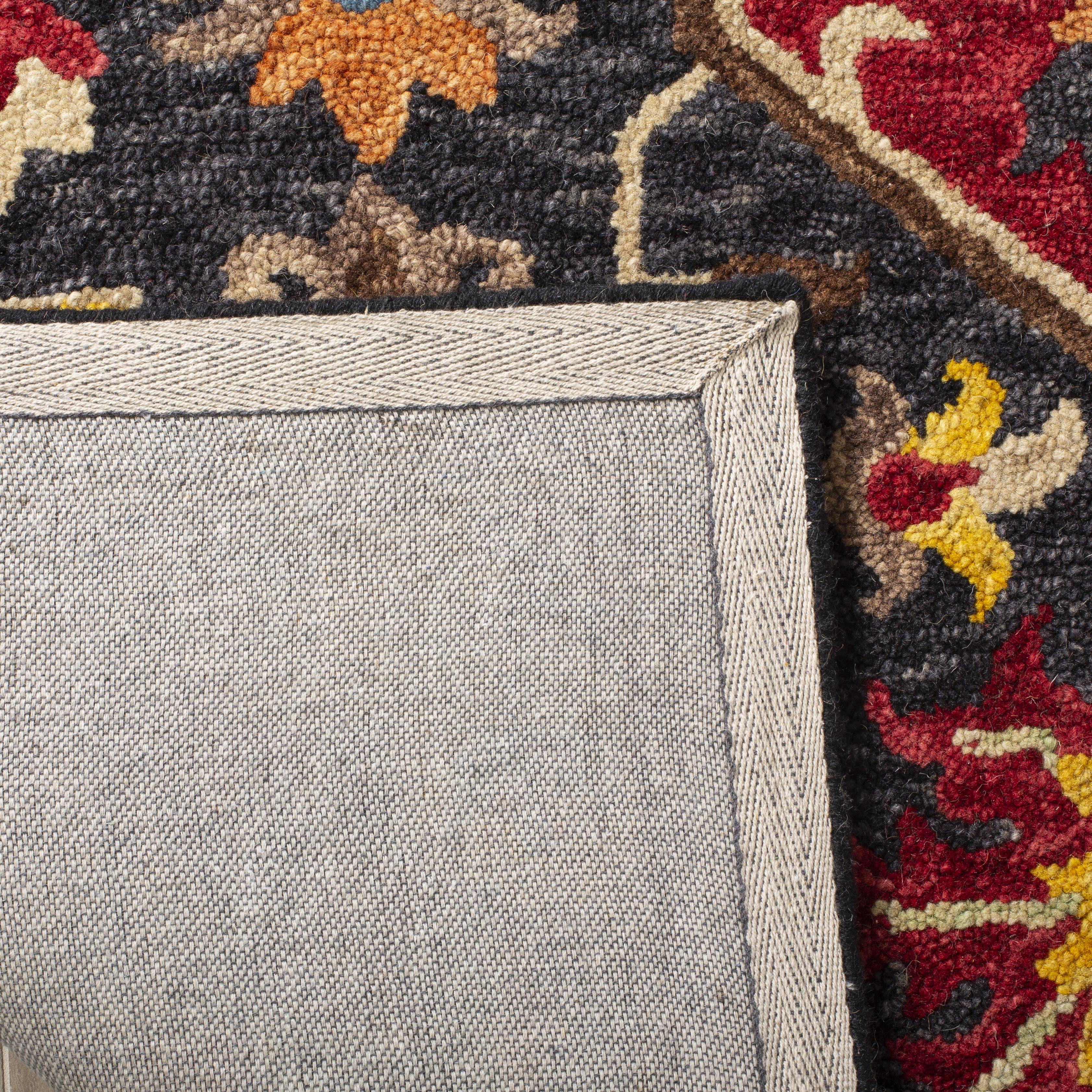 SAFAVIEH Aspen Ellie Floral Bordered Wool Runner Rug, Charcoal/Cream, 2'3" x 13'