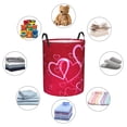 thumbnail image 6 of Round Laundry Basket, Romance Valentine Love Heart Pattern Foldable Laundry Hamper With Handles Waterproof, Medium, 6 of 8