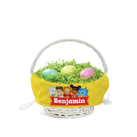 Daniel Tiger's Neighborhood Personalized Easter Basket with Custom Name Printed on Yellow Liner, Best Friends