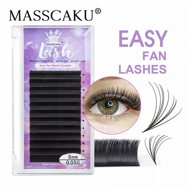 MASSCAKU-pestañas postizas superlargas y fáciles de ventilar, 8-20mm, floración rápida, 2d-20d, para extensión de pestañas Deng Xun unisex