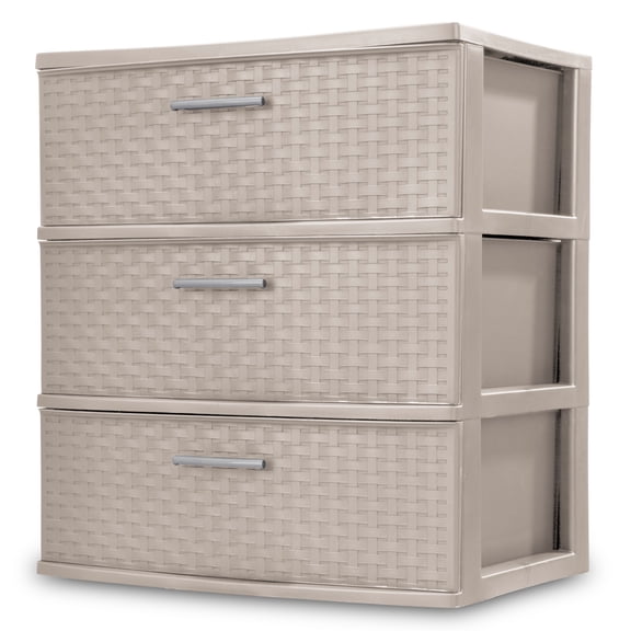 Sterilite Grey Wide Weave 3 Drawer Tower