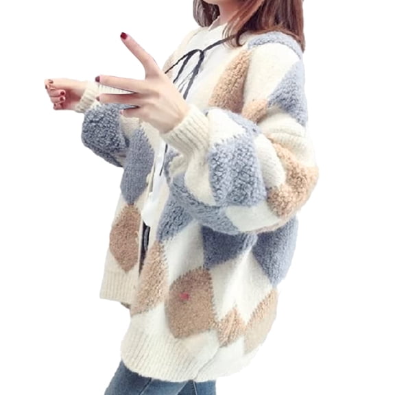 Oversized Cardigans Women Sweaters d Open Front Button V Neck Knit Work Cardians