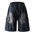 thumbnail image 6 of Mens Cargo Shorts Elastic Waist Drawstring Denim Jean Shorts Multi Pockets Shorts Casual Wash Outdoor Summer Streetwear Outfits, 6 of 6
