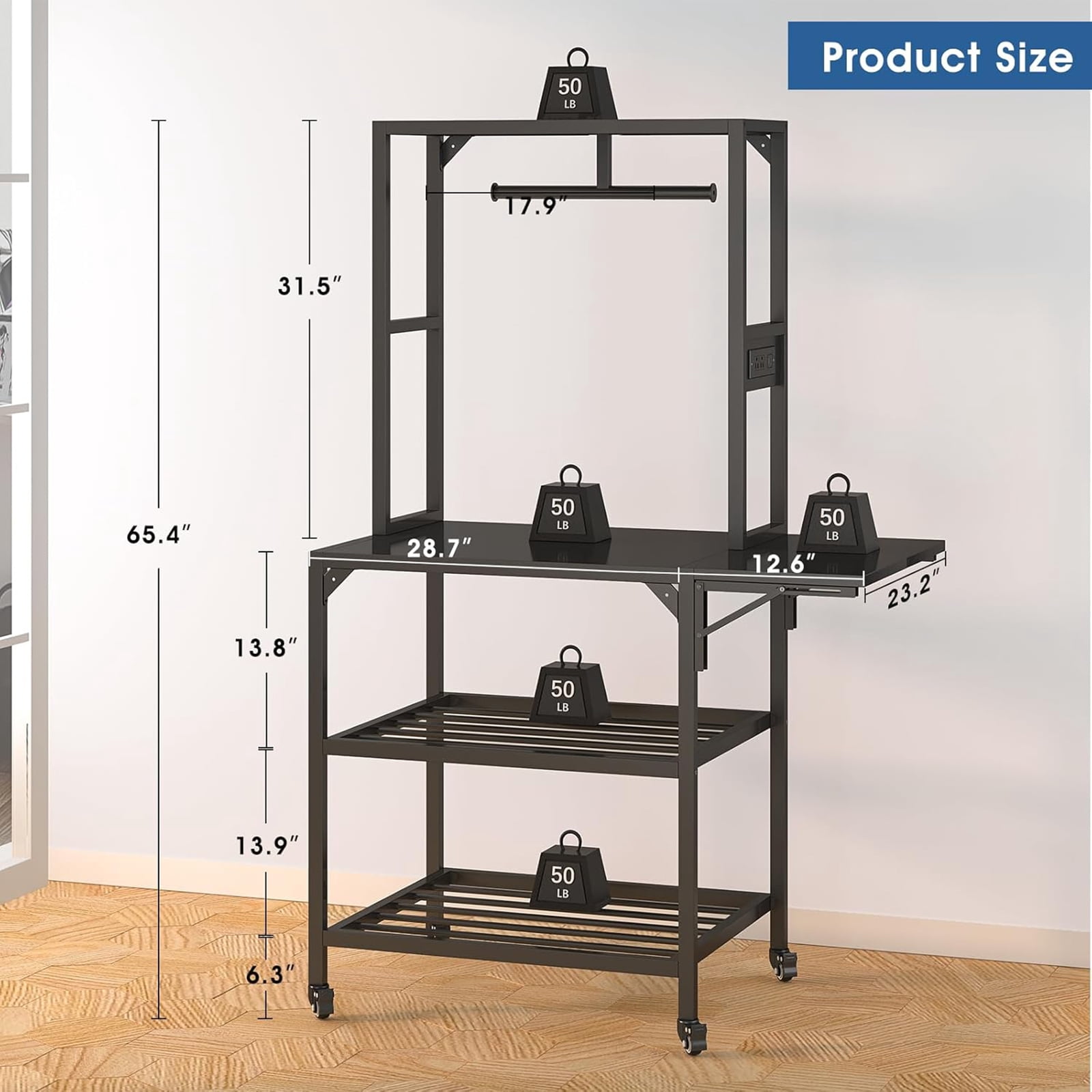 Swing 3D Printer Stand with 4-Wheel & Filament Storage, Heavy Duty Rolling Cart for PLA/ABS/TPU Spools