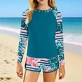 thumbnail image 3 of Girls Swimsuit Set, Long Sleeve Rash Guard Two Piece with Floral Print, Beach Vacation Swimwear for Kids, Summer Bathing Suits for Sun Protection, Cute Pool Outfits for Teen Girls, 3 of 5