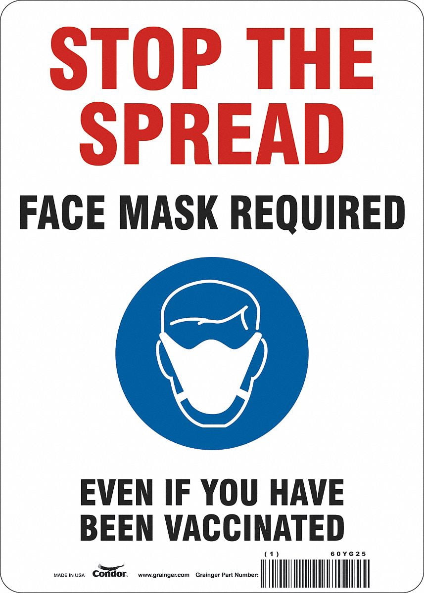 Facemask Reminder Safety Sign Vinyl White Not Retroreflective 14 In 