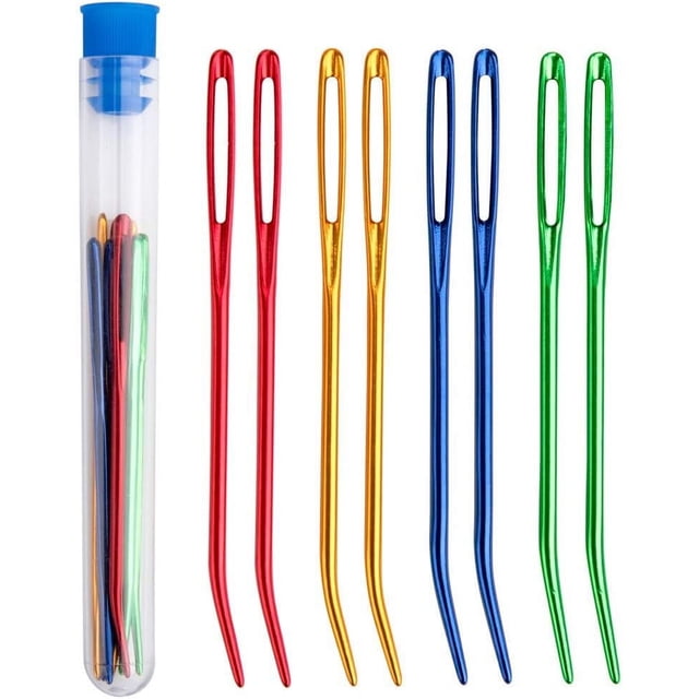 Creaciones coloridas: juego de agujas de coser fácil de usar, material de aluminio duradero y liviano, aguja de tapiz con punta doblada para manualidades de bricolaje vibrantes