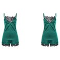 thumbnail image 4 of sweethay Pijama de encaje Ropa de dormir Mujer Sin mangas Sling Sexy Color sólido Conjunto de pijama de verano, 4 of 6