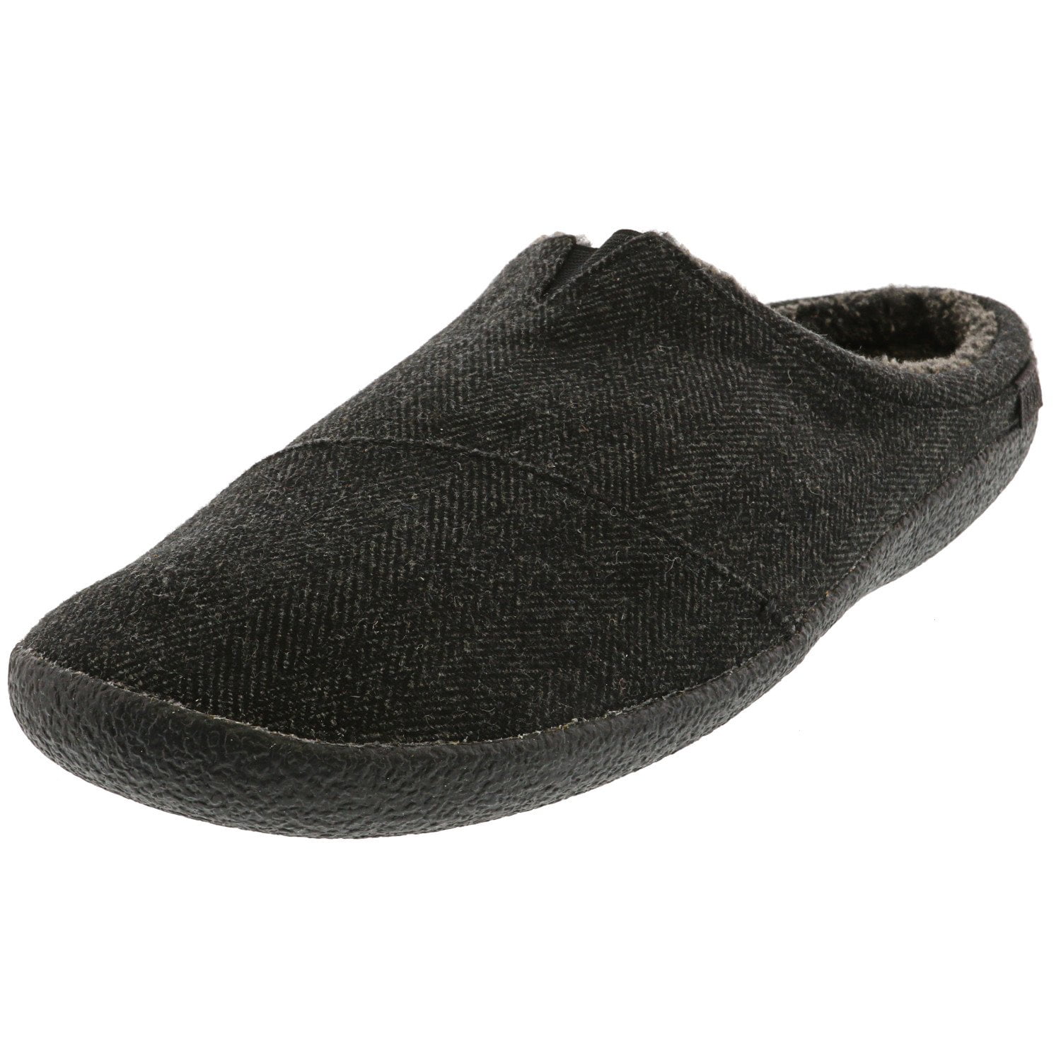 Black herringbone woolen men's berkeley slippers Clearance