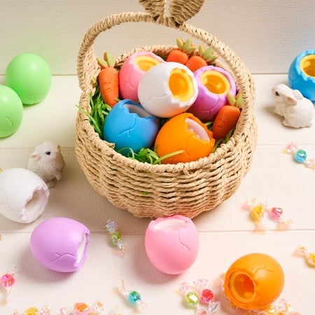 JOYFY 12 PCS EASTER EGGS STRESS BALLS, SQUISHY TOYS CUTE CHICKEN BUNNY PATTERNS, SQUEEZE BALL TOYS FOR EASTER EGG HUNT, EASTER BASKET STUFFERS FILLER, PARTY FAVORS, CLASSROOM PRIZE GIFTS