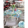 thumbnail image 5 of Outdoor Tablecloth with Umbrella Hole for Patio/Picnic/Party/Camping, Ocean Animals Waterproof Table Cloth Round Cover Washable, Coastal Octopus Jellyfish Seaweed Coral Green (Dia 60"), 5 of 8