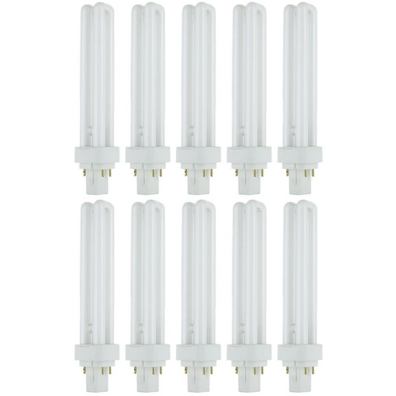 10 Pack Sunlite 26 Watt PLD 2-Pin Double U-Shaped Twin Tube, G24D-3 Base, Warm White