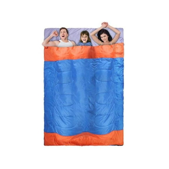 3 People Sleeping Bag for Adult Kids Lightweight Water Resistant Camping Cotton Liner Cold Warm Weather Indoor Outdoor Use 3 Season with Sack for Spri - Blue