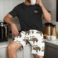thumbnail image 2 of Hinvhai Mens Pajama Set, Soft Cotton V-Neck Short-Sleeve T-Shirt & Shorts Summer PJ Set for Sleeping Black XXL(XXL), 2 of 6