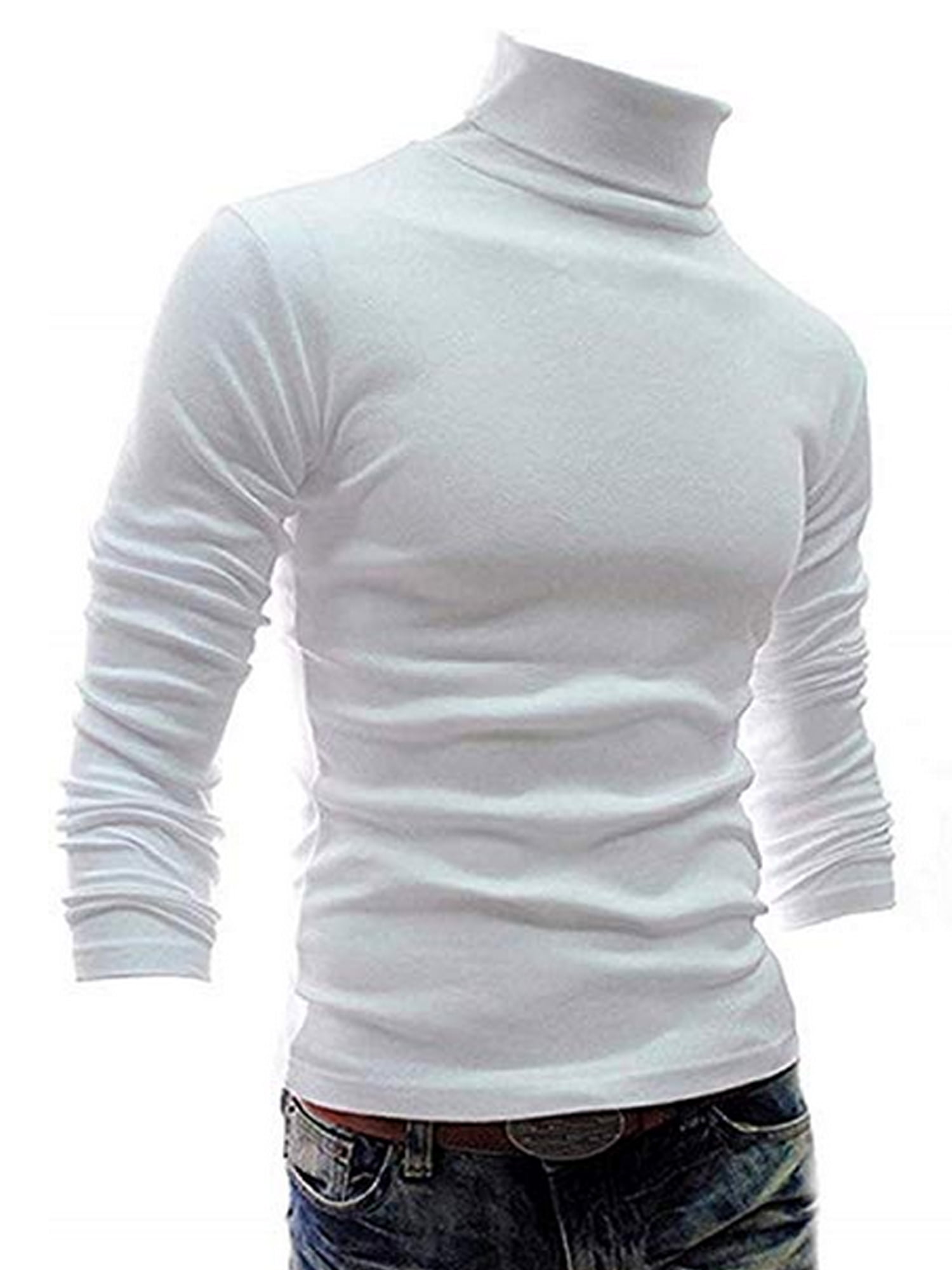 Men High Neck Winter Warm Pullover Jumper Turtleneck Cotton Sweater Tops Thermal