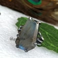 thumbnail image 5 of Blue Labradorite Coffin Ring: Oxidized 925 Sterling Silver Gemstone, 5 of 10