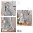 thumbnail image 3 of Women Tie Wrap Skirt Floral Print Ruffle Trim Split Design Mid Length Flowy Hem Summer Skirt with Lining, 3 of 6