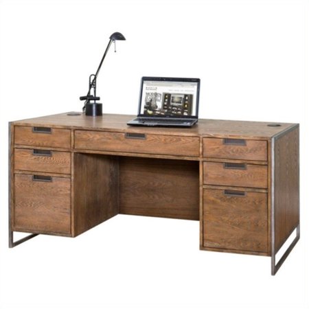 Kathy Ireland Home By Martin Belmont Executive Desk In Rustic Wire