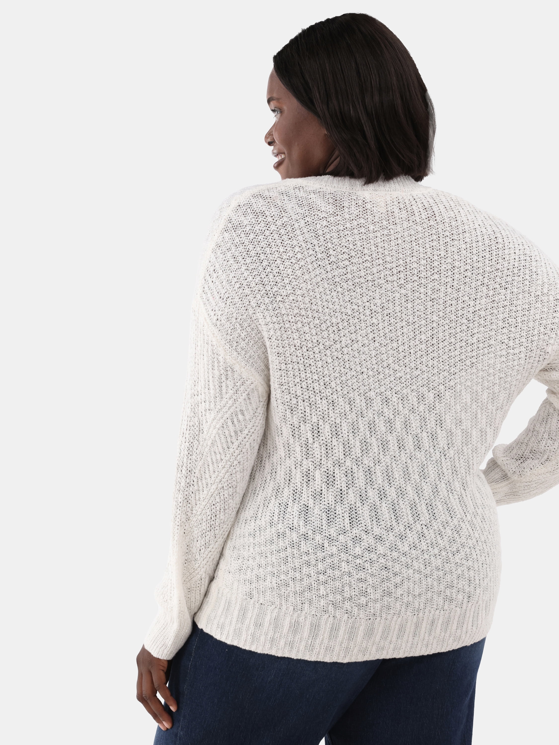 Terra & Sky Women's Plus V-Neck Sweater, Midweight, Sizes 0X-5X