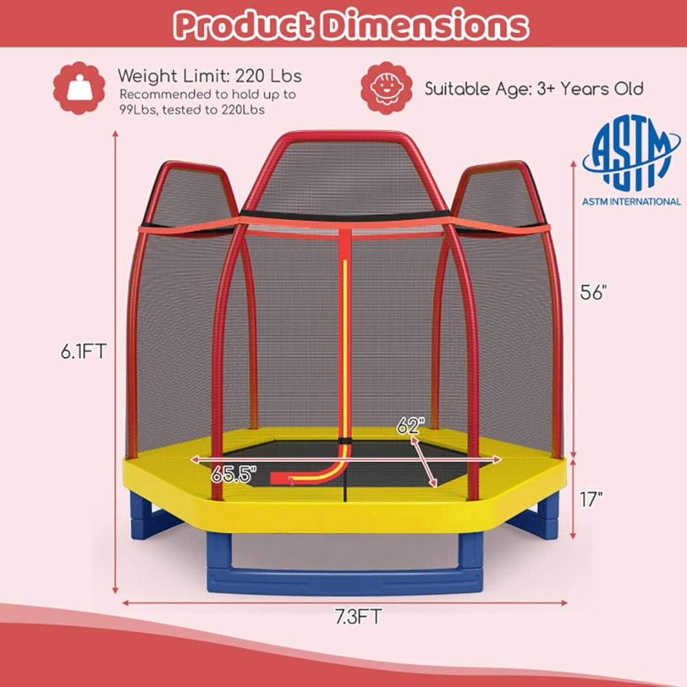 Spaco 7 Feet Kids Recreational Bounce Jumper Trampoline-Red, Bounce Trampoline for Outdoor as Garden, Park