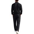thumbnail image 5 of LEKWK 2 Piece Casual Set for Men Long Sleeve Button Down Shirt and Drawstring Pants Lightweight Breathable Sleepwear Summer Casual Lounge Outfit Black M, 5 of 6