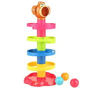 Ball Drop Tower Baby Toys with Bridge,Spinning Swirl Rolling Ball Ramp Activity Play Toy Birthday, Halloween, for Infant Boy Girls
