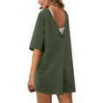 thumbnail image 5 of Gfyviroh Oversized Jumpsuits for Women Short Sleeve Baggy Short Romper Solid Back V-Neck Jumpsuit with Pockets, 5 of 5