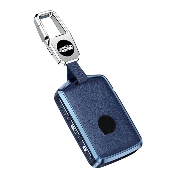 pitrice Car 3-button Key Leather Case Detachable Vehicle Cover Replacement for XC60/S90/S60 Keys Cover Protector Automotive Upgrade Modification Accessories Blue Case Hook