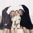 thumbnail image 5 of Beige Butterfly Pattern Blanket Hoodies for Kids 6-13YR Oversize Wearable Blanket Hoodies for Boys Girls Teens, 5 of 7