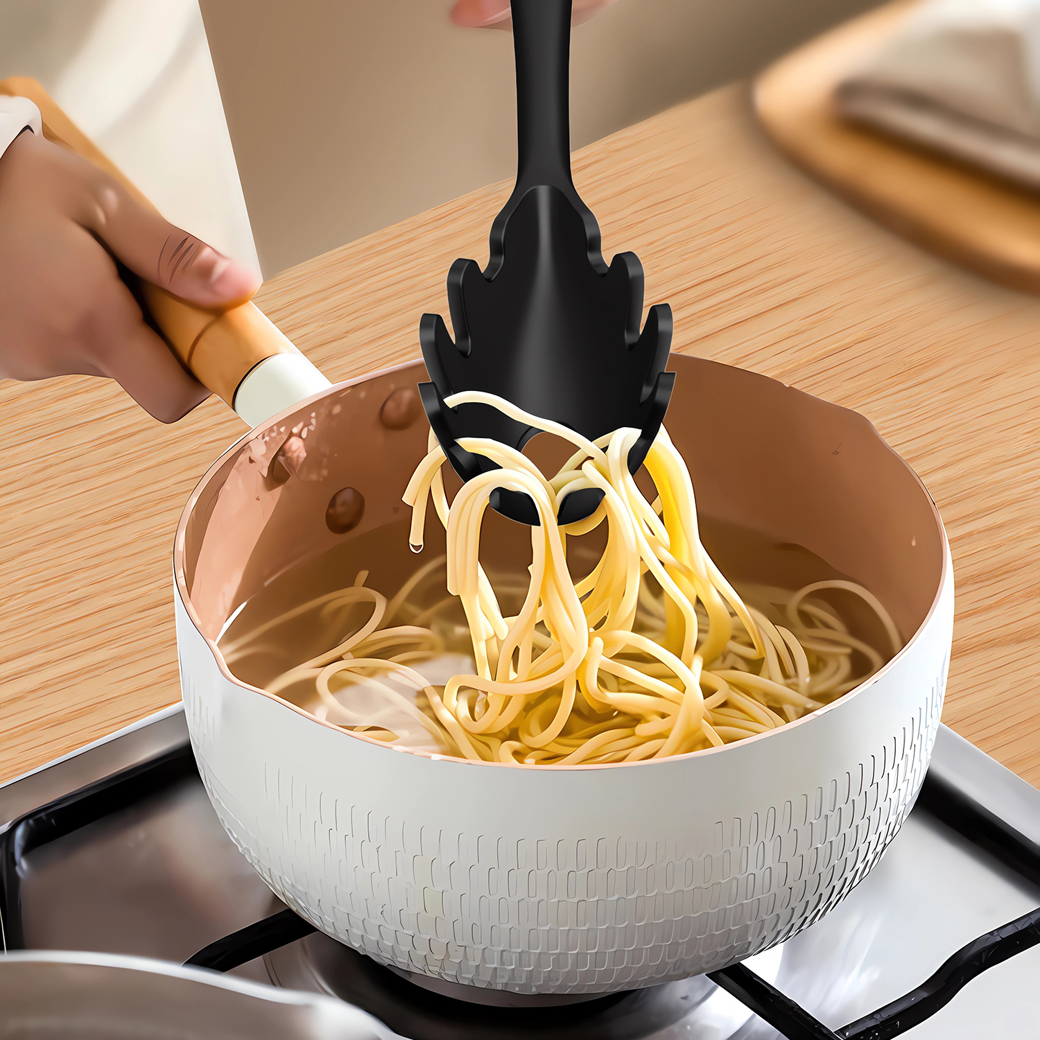 oannao 15-Piece Silicone Cooking Utensils Set, Black photo 4