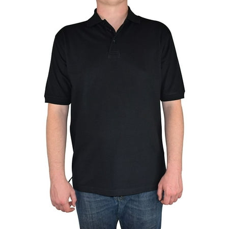 - Men's Royal Pacific Pique 100% Cotton Polo Shirts, 5 Solid Colors Medium Black