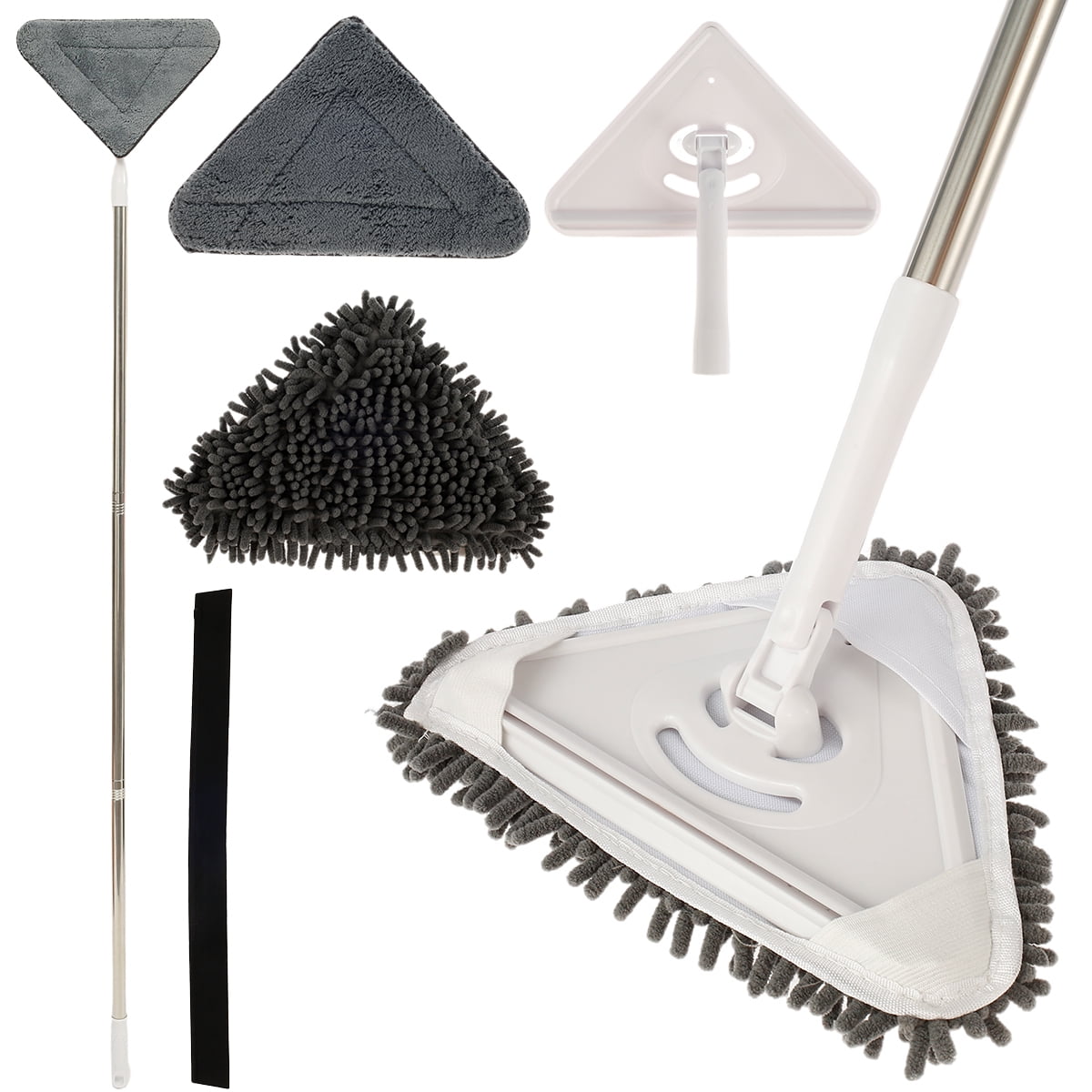 SDJMa Wall Cleaner with Long Handle - 59in Ceiling Mop Wall and Baseboard  Cleaning Tools, Triangle Rotatable Adjustable Wall Duster Scrubber for
