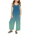 thumbnail image 4 of Toddler Kids Girls' Casual Sleeveless Jumpsuits Spaghetti Strap Floral/Stripe Loose Romper Wide Leg Long Pants with Pockets, Summer Fashion Cute Suspenders Clothes Green qILAKOG 8-9 Years, 4 of 5