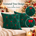 thumbnail image 3 of LOMYOLO Christmas Pillow Covers 18x18 Set of 2, Christmas Tree Throw Pillow Covers with Red Bow Embroidery, Holiday Pillow Covers for Couch Sofa Bed Farmhouse Winter Christmas Decor - Green, 3 of 7
