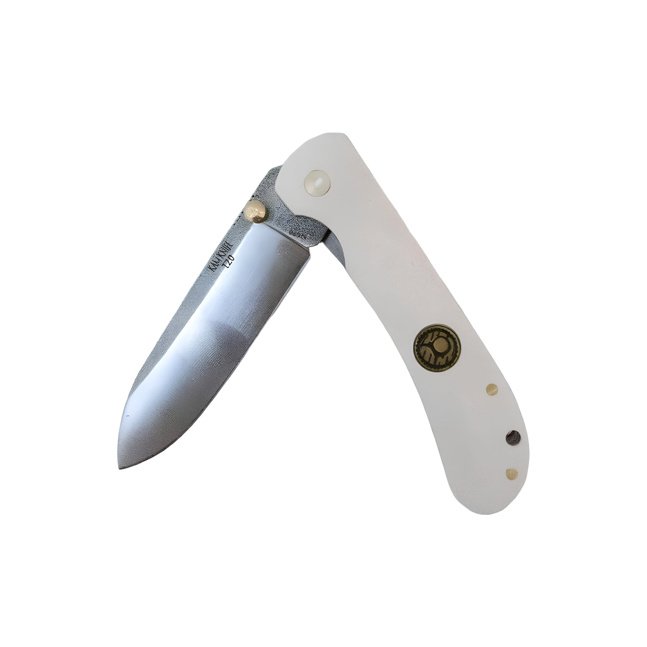 Kam Knife - Folding Knife BÖHLER Stainless Steel N690 with 3.14" Blade EDC Knife; White Handle Camping Knife; Small Hunting Knife Perfect for Outdoors and Hiking